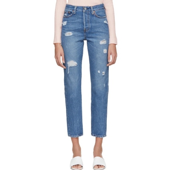 Levi’s Wedgie Icon Fit High Rise Straight Distressed Jeans - Picture 1 of 13